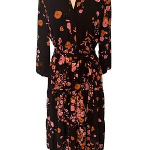 Nanette Lepore Midi floral 3/4 sleeves and waist tie
